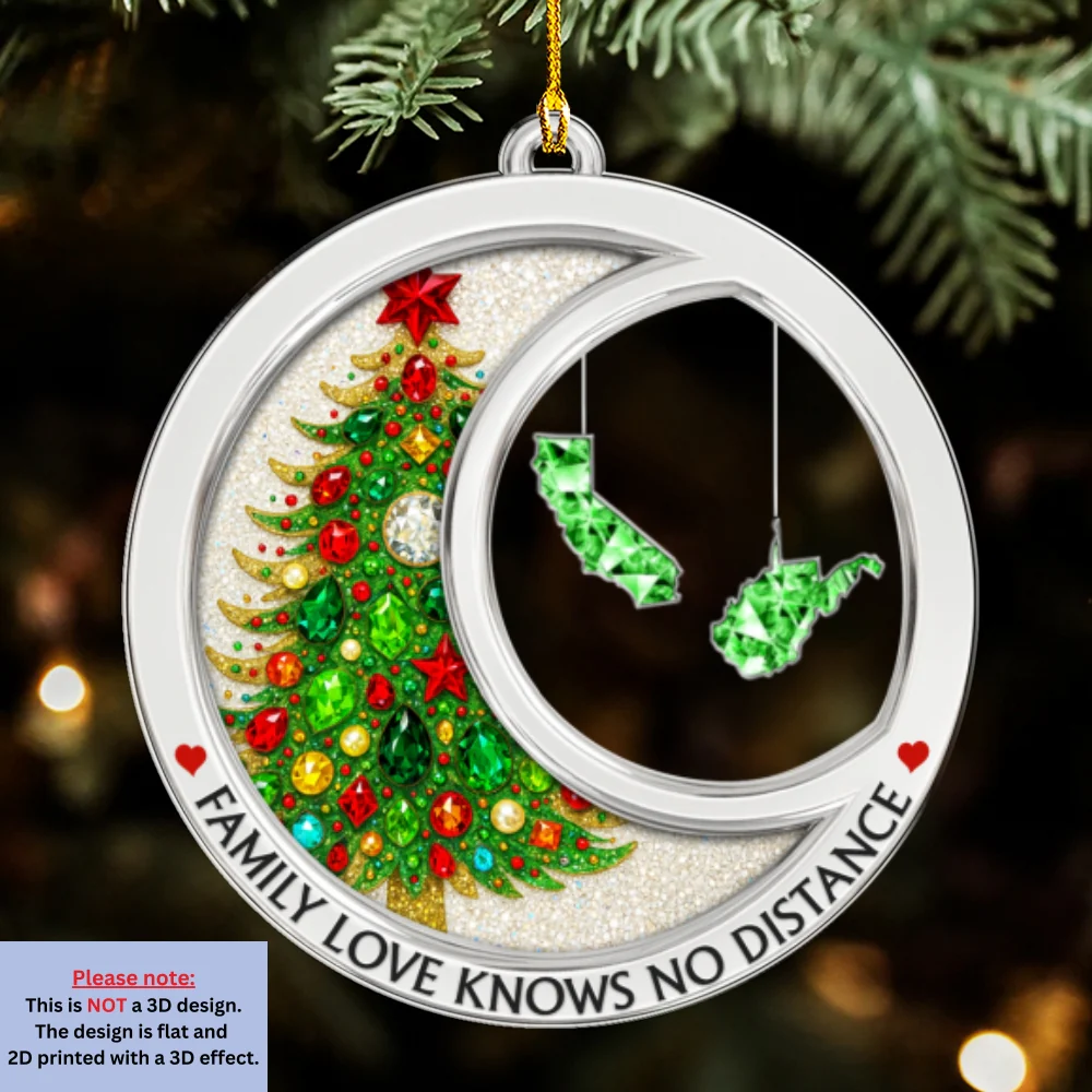 Family Love Knows No Distance Crystal - Personalized Custom Acrylic Ornament - Image 5
