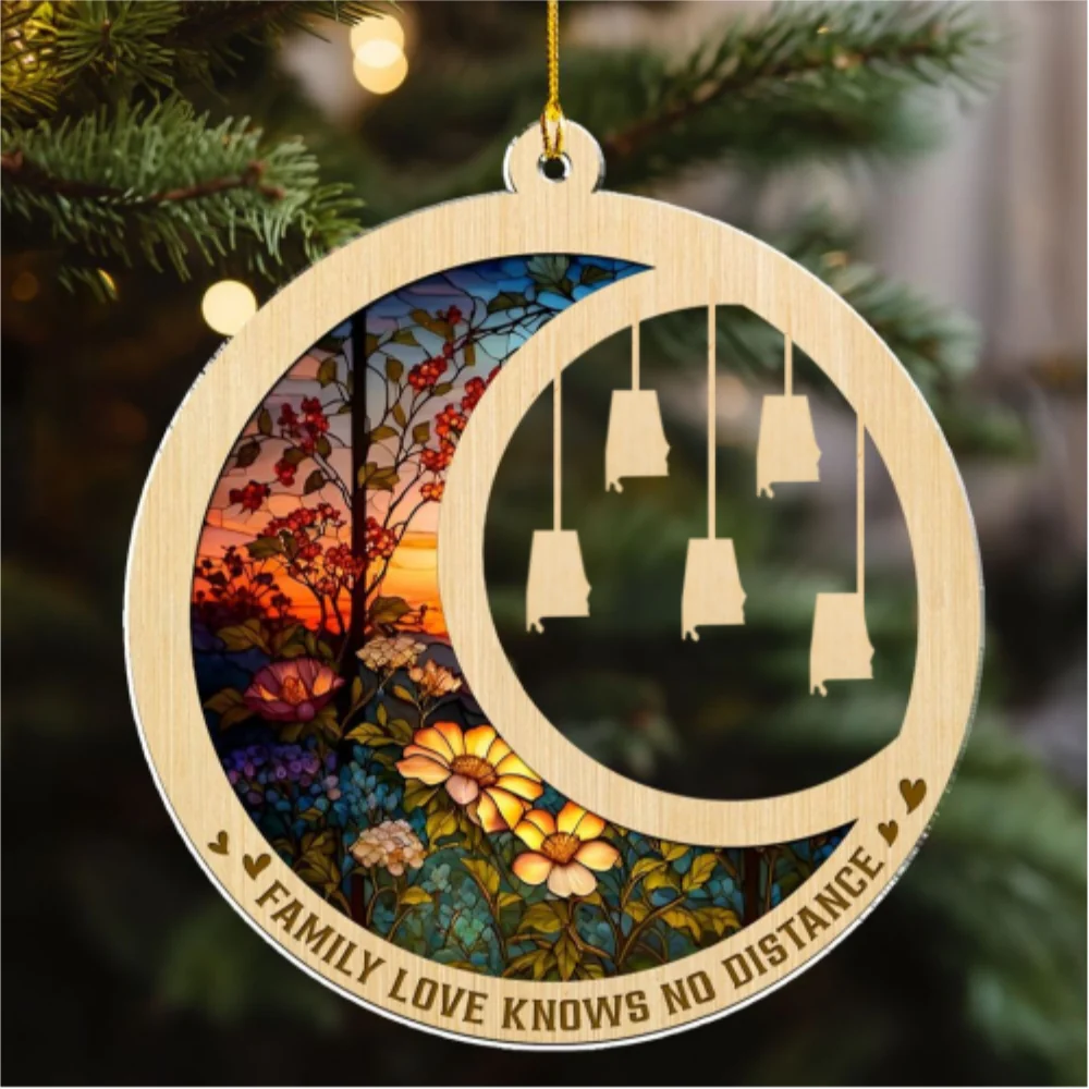 Family Love Knows No Distance Ver 2 - Personalized Custom Acrylic Ornament - Image 6