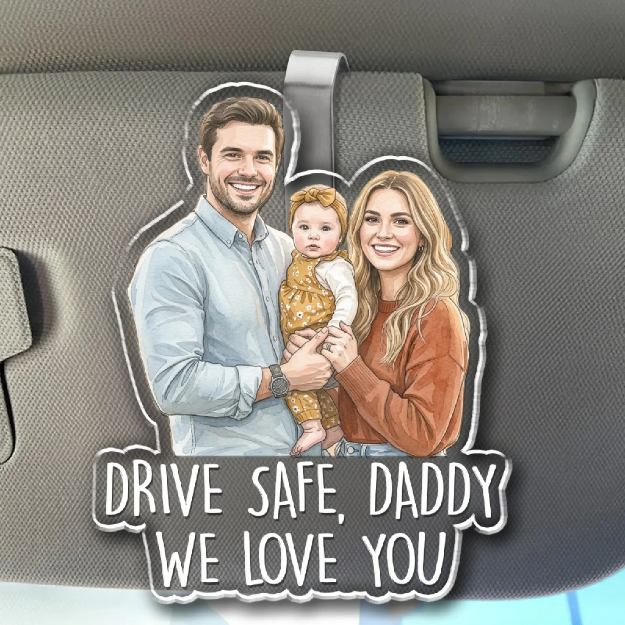 Family Love You - Personalized Custom Acrylic Car Visor Clip
