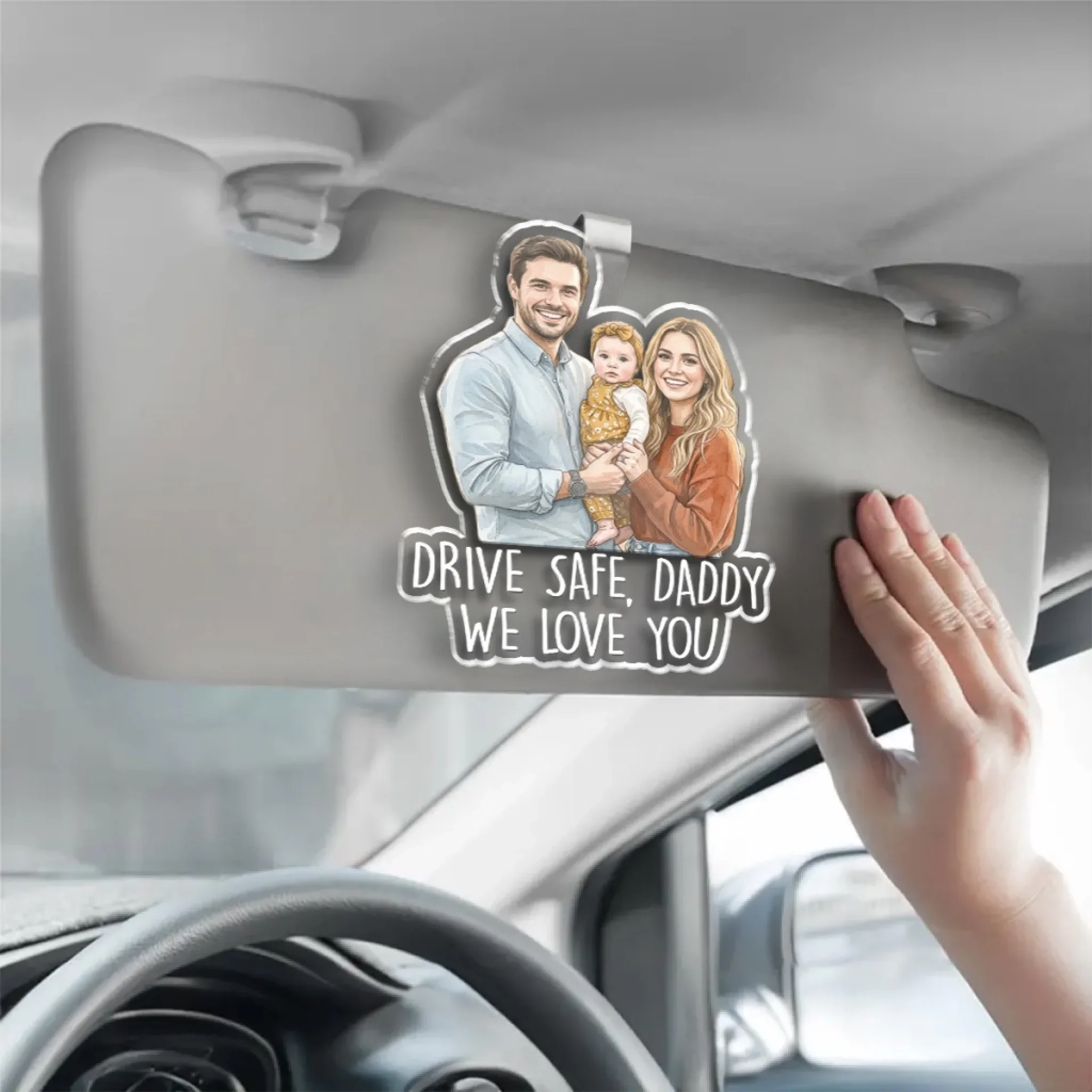 Family Love You - Personalized Custom Acrylic Car Visor Clip - Image 3