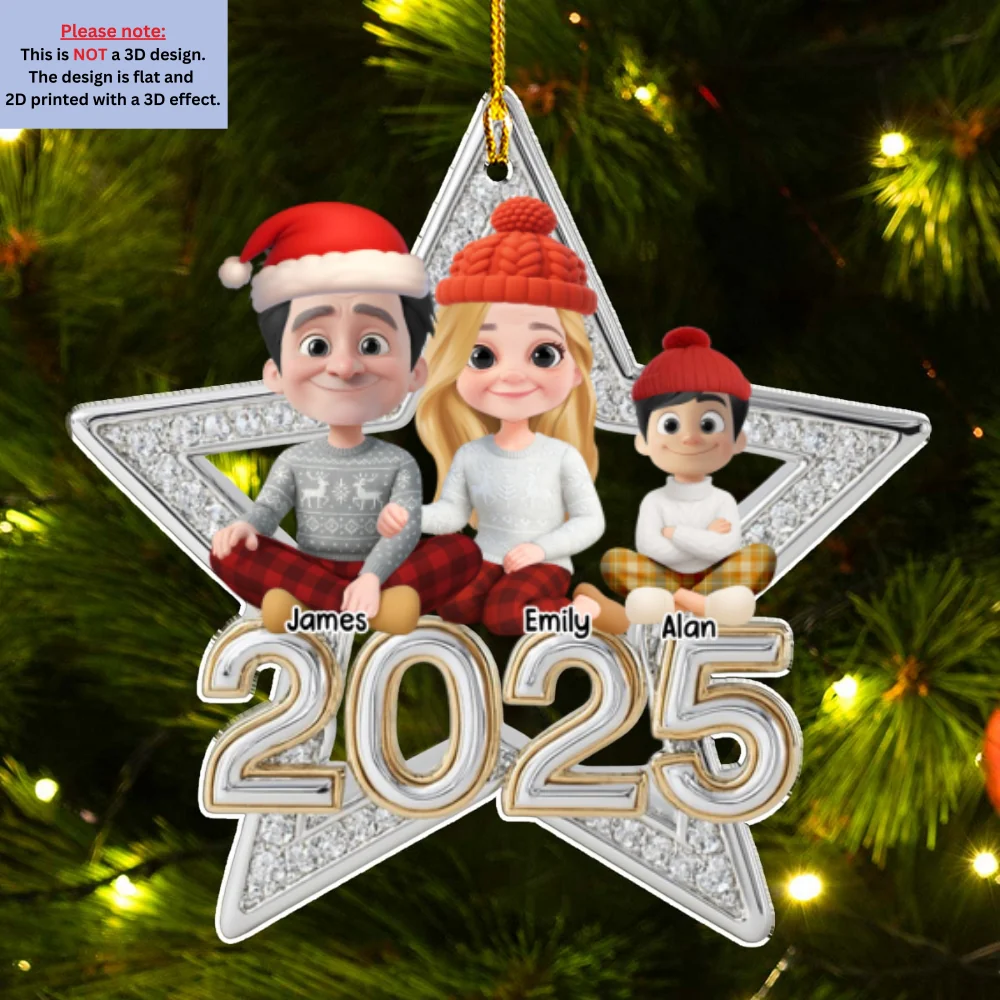 Family Makes Christmas Truly Bright With Cat - Personalized Custom 3D Effect Acrylic Ornament - Image 7