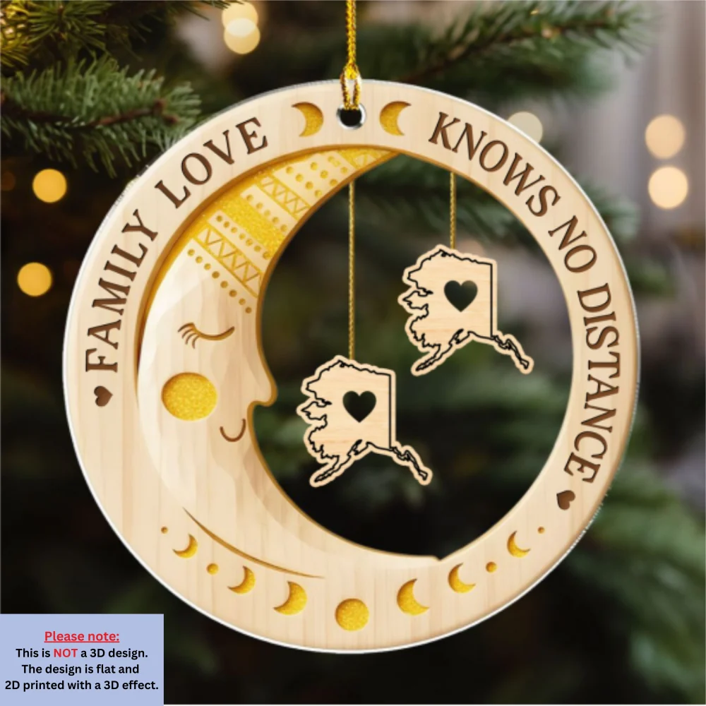Family Moon Knows No Distance - Personalized Custom Acrylic Ornament - Image 6