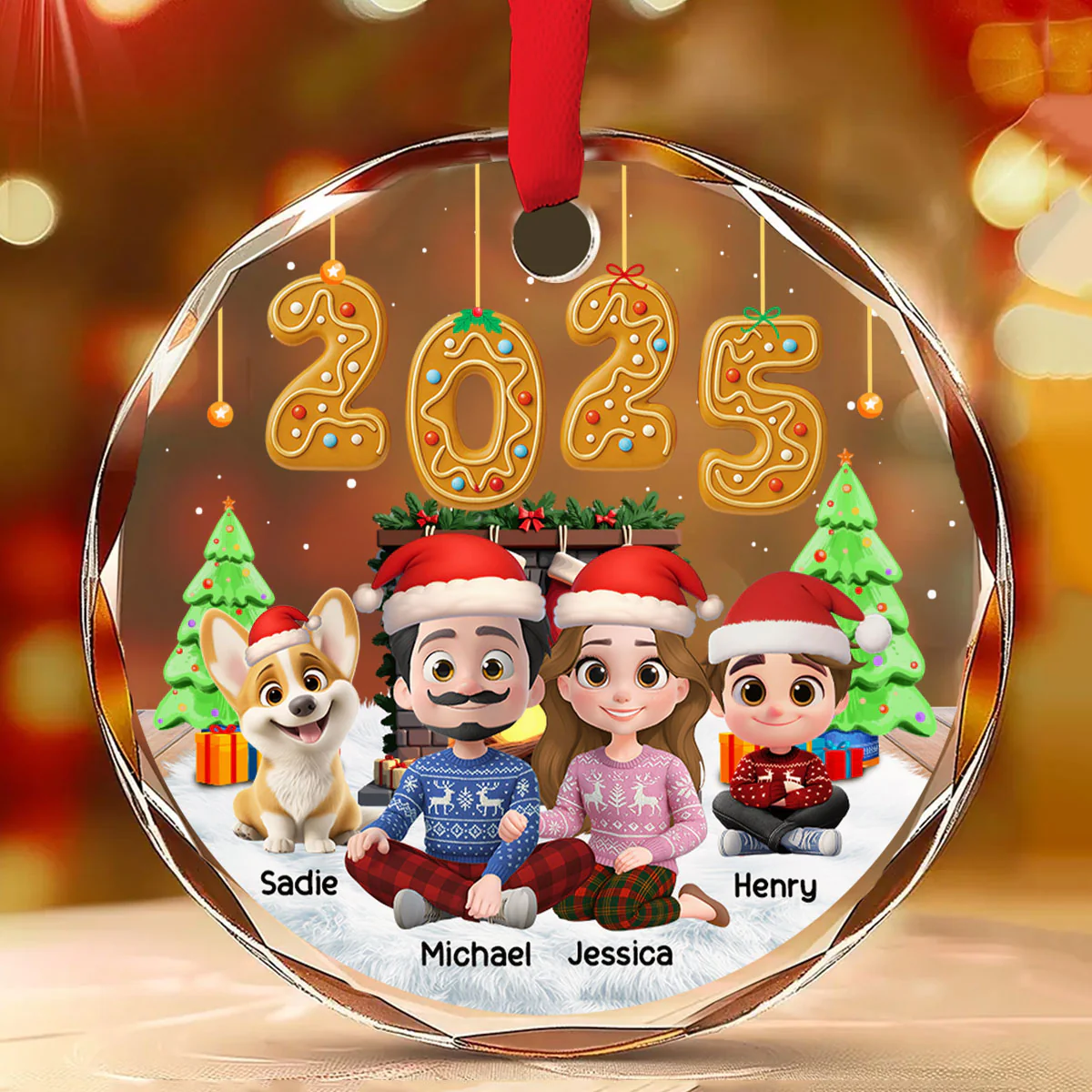 Family Of The Year - Personalized Custom Glass Ornament - Image 2
