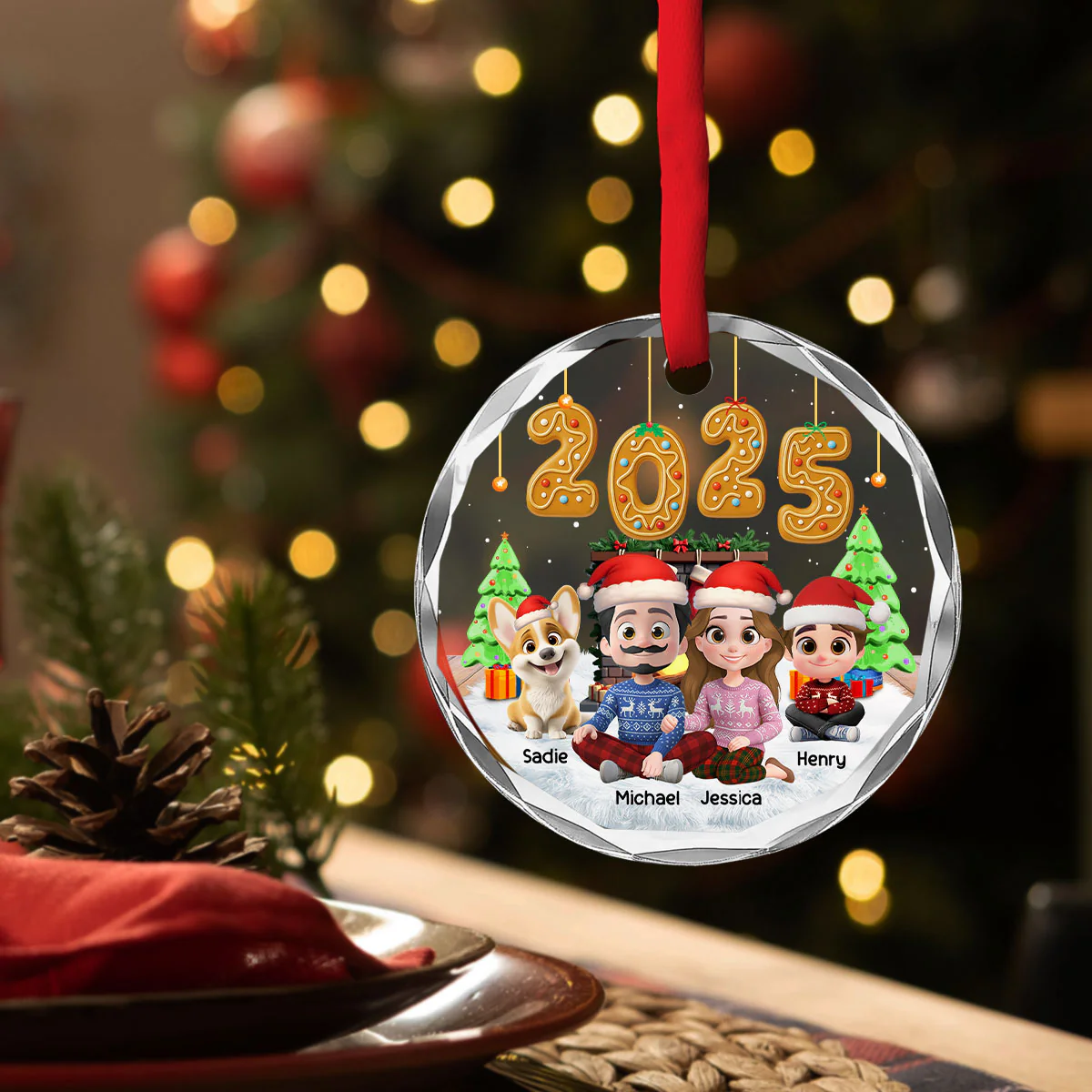 Family Of The Year - Personalized Custom Glass Ornament - Image 4