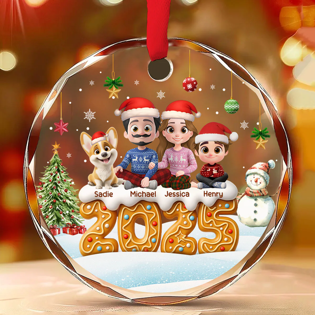 Family Of This Year - Personalized Custom Glass Ornament - Image 2