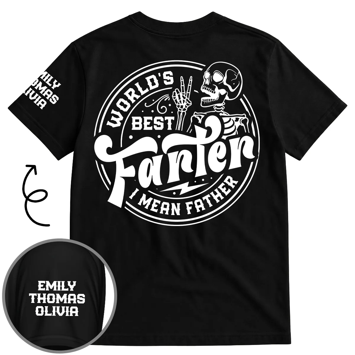 Farter Dad I Mean Father - Personalized Custom Shirt With Design On Sleeve