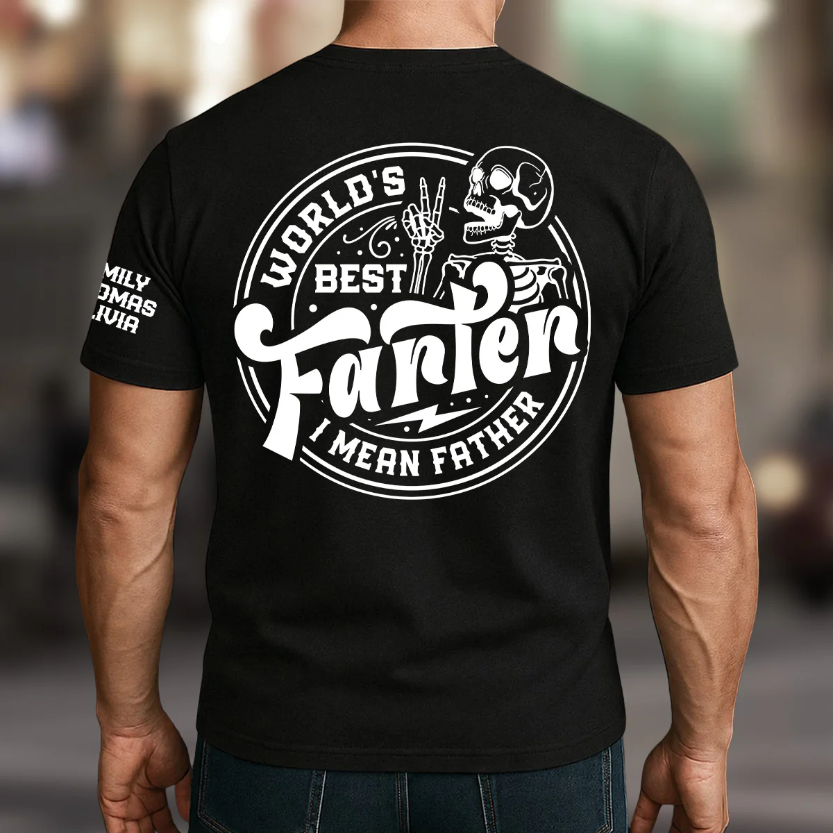 Farter Dad I Mean Father - Personalized Custom Shirt With Design On Sleeve - Image 3