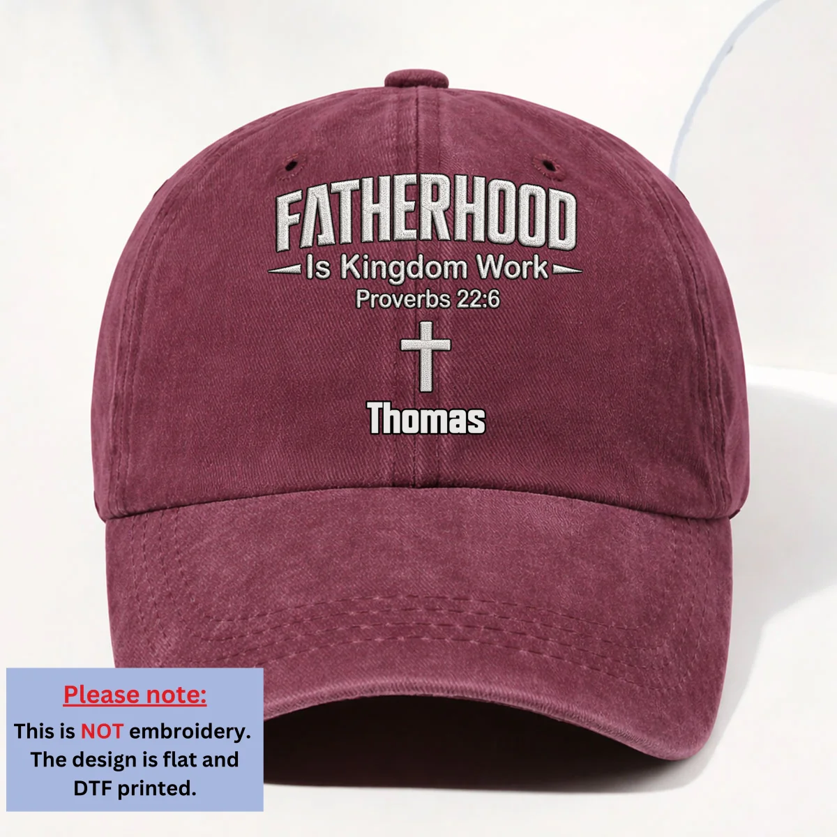 Fatherhood Is Kingdom Work - Personalized Custom Vintage Washed Denim Cap - Image 9