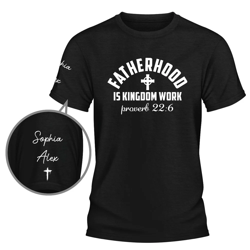 Fatherhood - Personalized Custom Shirt With Design On Sleeve