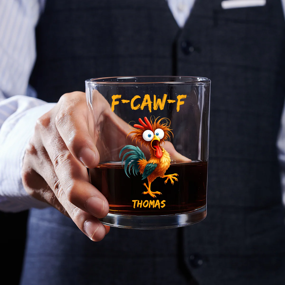 FCAWF Chicken Humor - Personalized Custom Whiskey Glass - Image 5