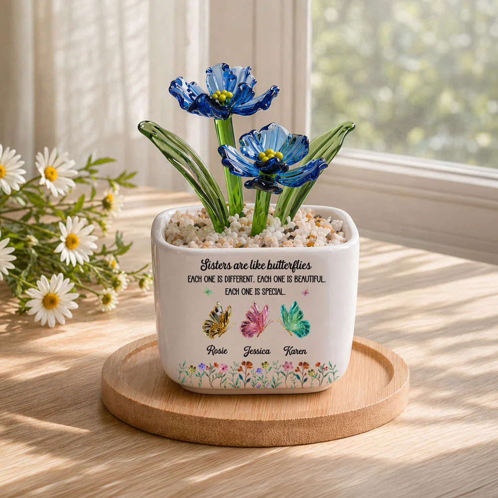 Festive Sister Love - Personalized Custom Glass Birth Month Flower
