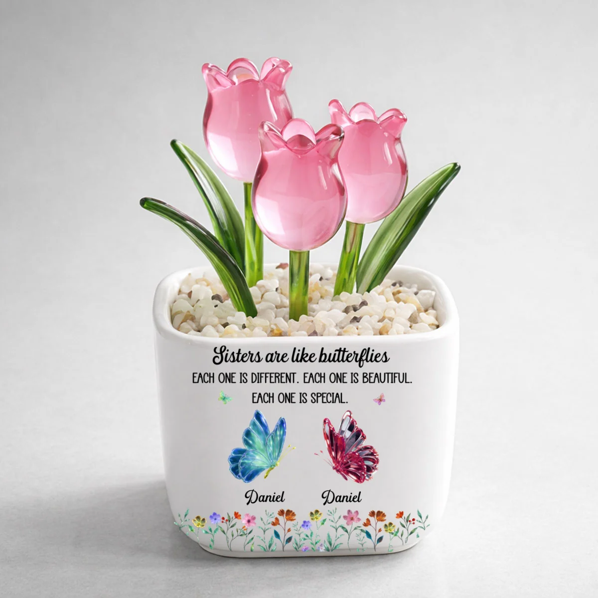 Festive Sister Love - Personalized Custom Glass Everlasting Tulips - Image 7