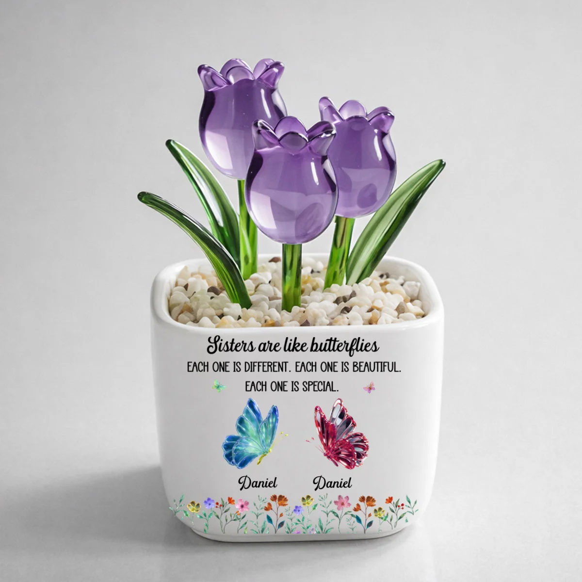 Festive Sister Love - Personalized Custom Glass Everlasting Tulips - Image 8