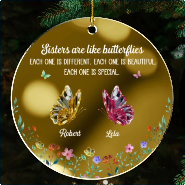 Festive Sister Love - Personalized Custom Mirrored Acrylic Ornament - Image 7