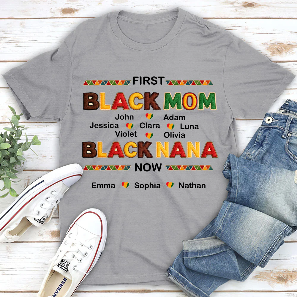 First Black Mom Now Black Grandma - Personalized Custom Shirt - Image 2