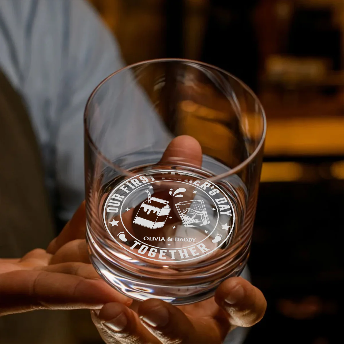 First Cheers As Daddy - Personalized Custom Engraved Whiskey Glass - Image 3