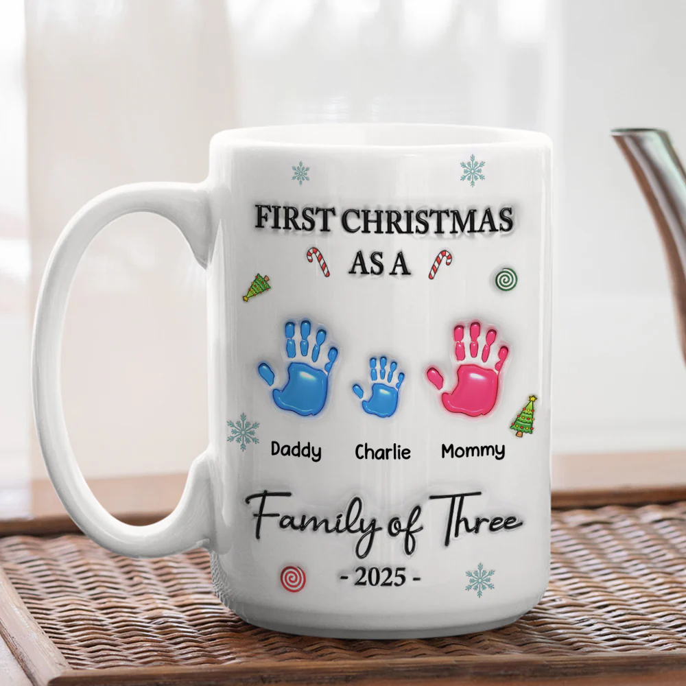 First Christmas Family - Personalized Custom 3D Inflated Effect Mug - Image 3