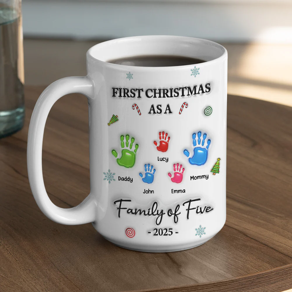 First Christmas Family - Personalized Custom 3D Inflated Effect Mug - Image 4