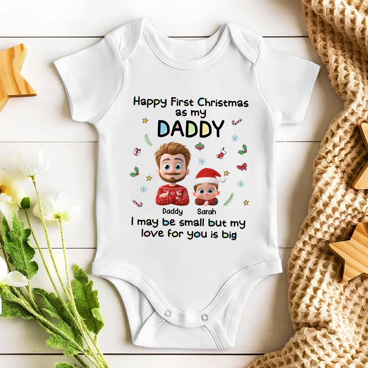 First Christmas With Baby - Personalized Custom Baby Onesie - Image 3