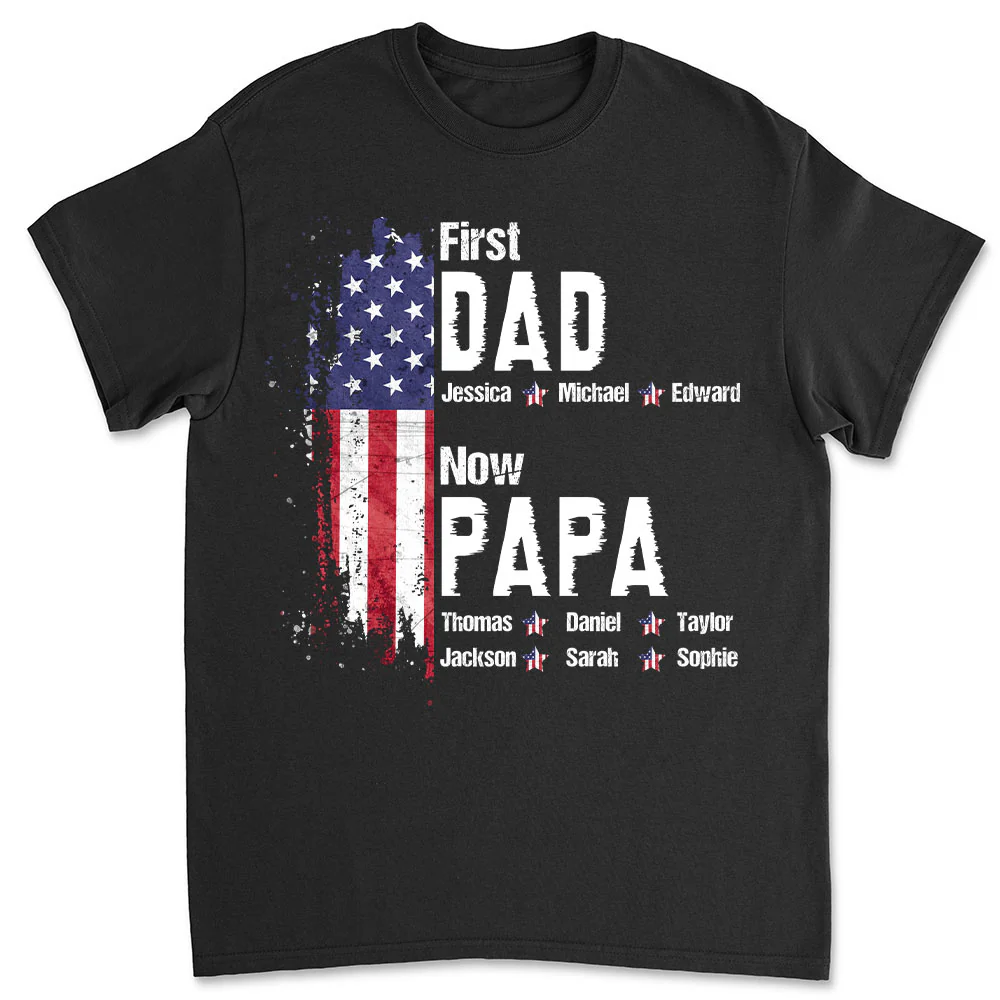 First Dad Now Best Grandpa - Personalized Custom Shirt - Image 2