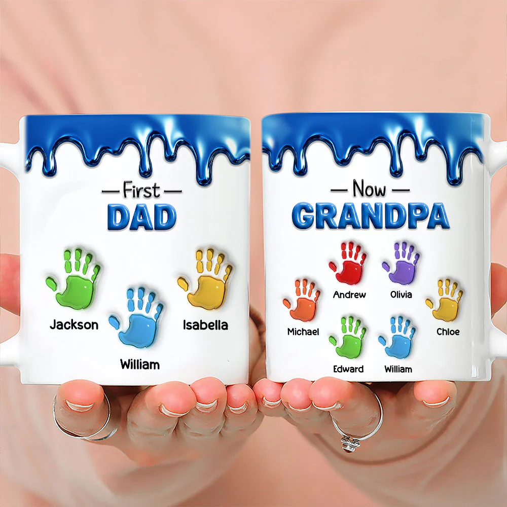 First Dad Now Papa Fathers Day - Personalized Custom 3D Inflated Effect Mug - Image 3