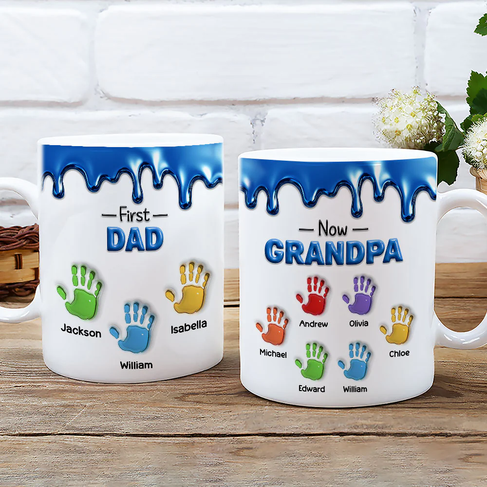 First Dad Now Papa Fathers Day - Personalized Custom 3D Inflated Effect Mug - Image 4