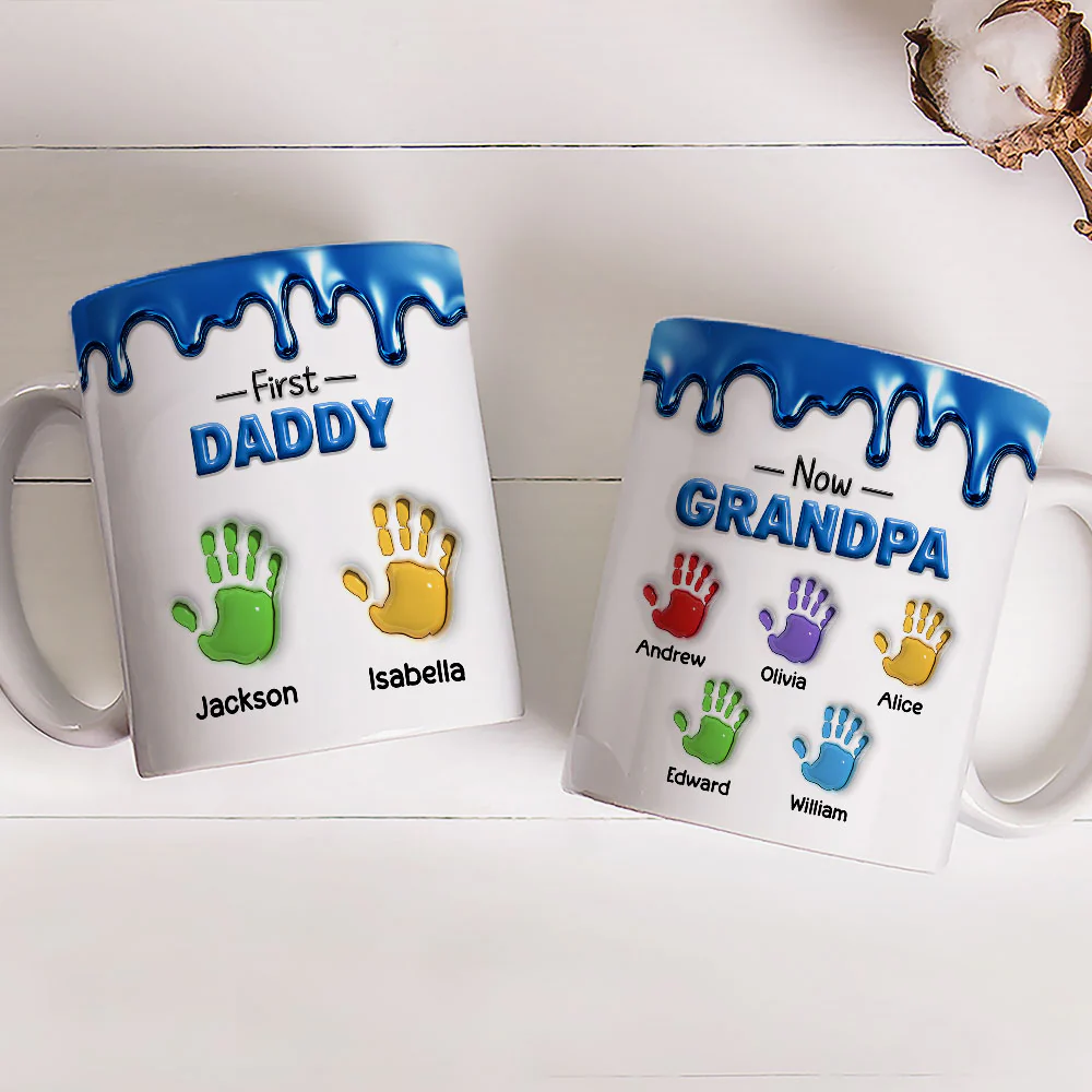 First Dad Now Papa Fathers Day - Personalized Custom 3D Inflated Effect Mug - Image 5