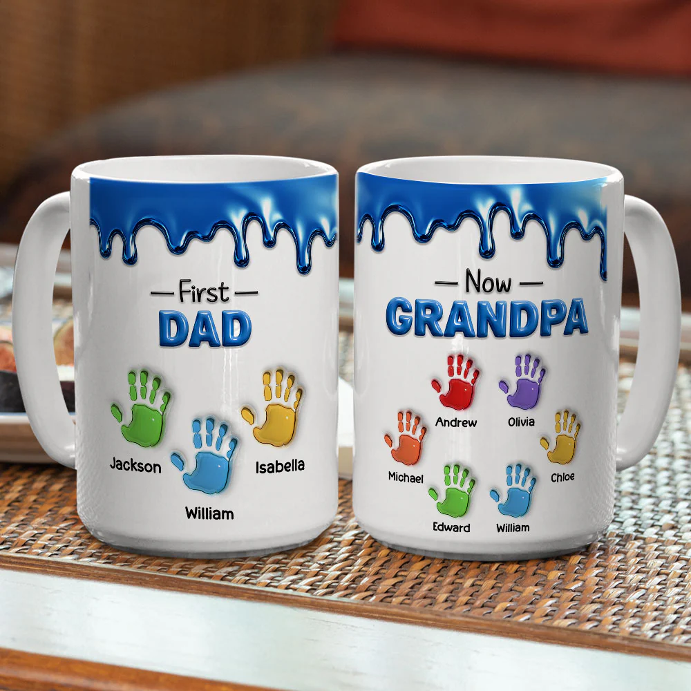 First Dad Now Papa Fathers Day - Personalized Custom 3D Inflated Effect Mug - Image 6