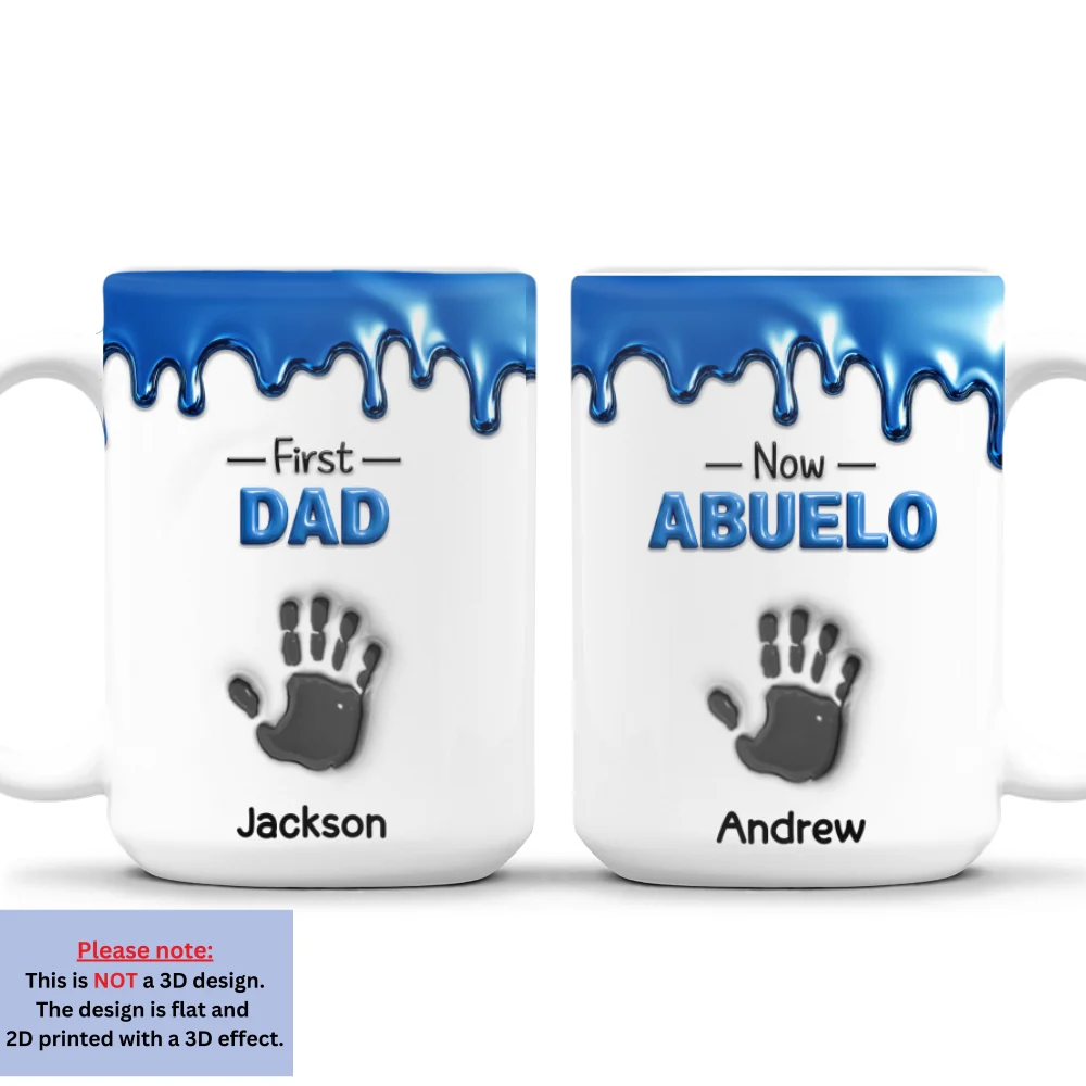 First Dad Now Papa Fathers Day - Personalized Custom 3D Inflated Effect Mug - Image 8