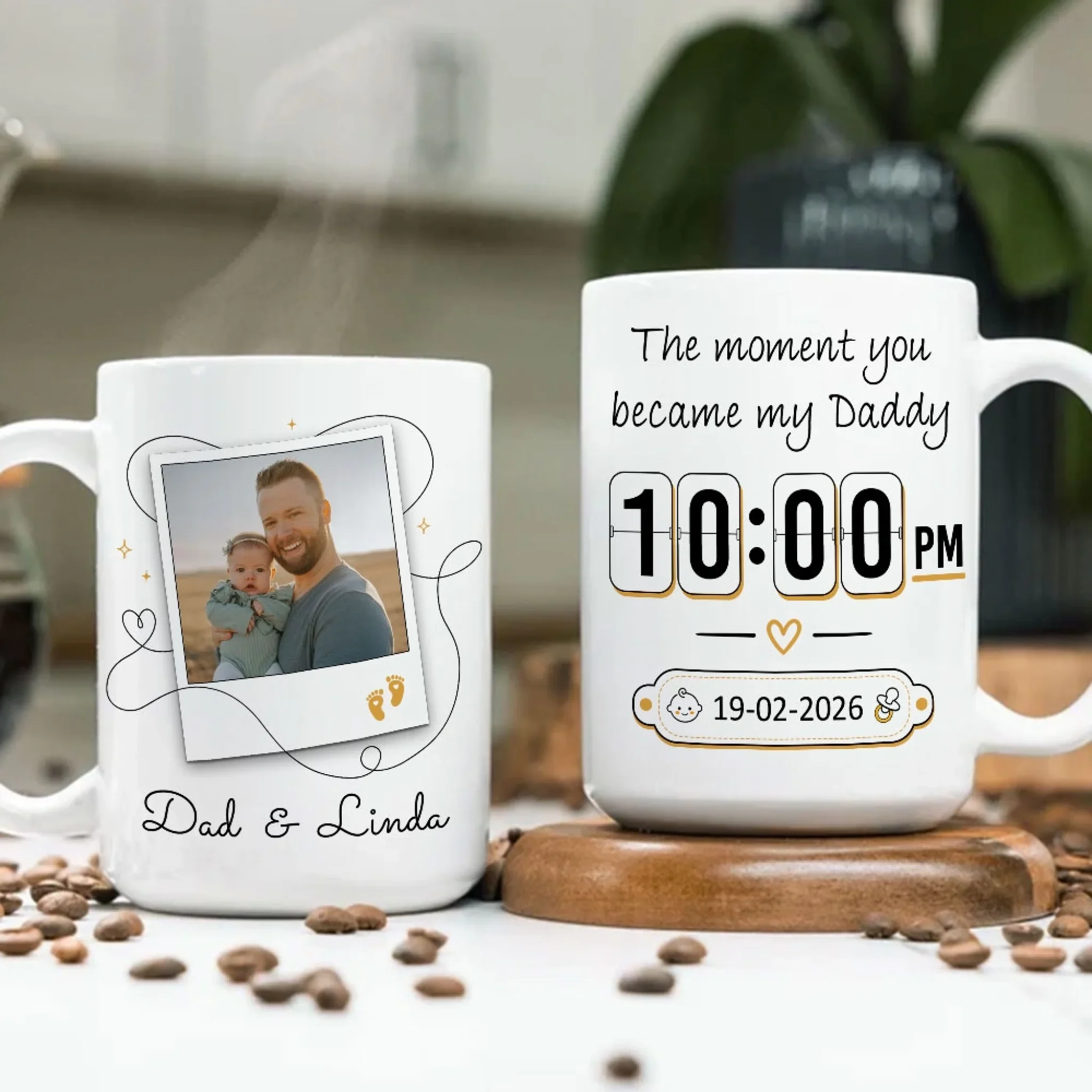 First Day As My Dad - Personalized Custom Coffee Mug - Image 2