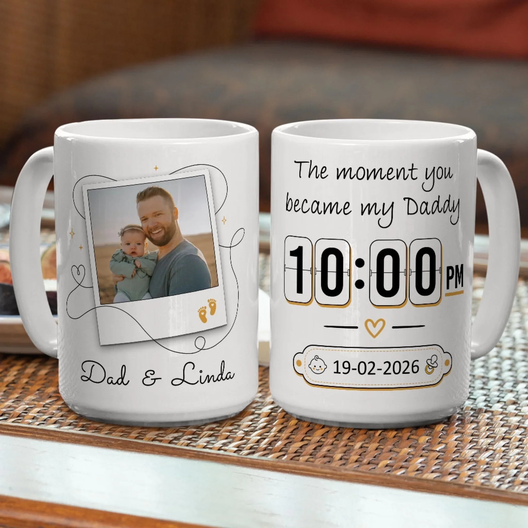 First Day As My Dad - Personalized Custom Coffee Mug - Image 4