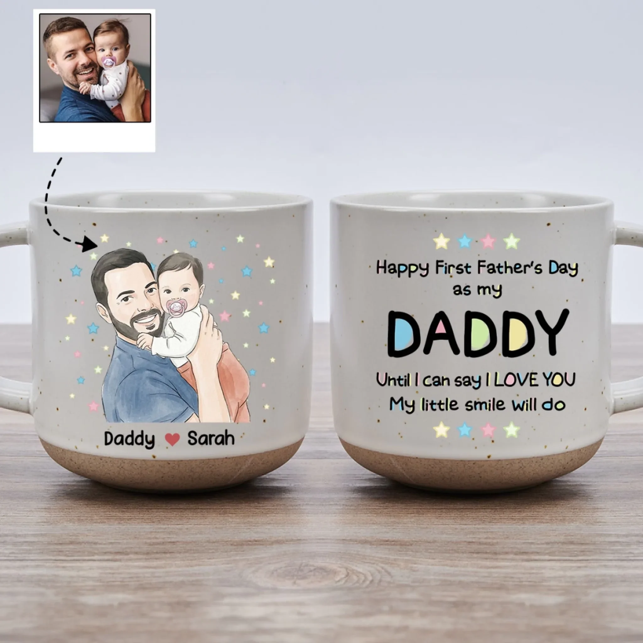 First Father Day - Personalized Custom Pottery Mug