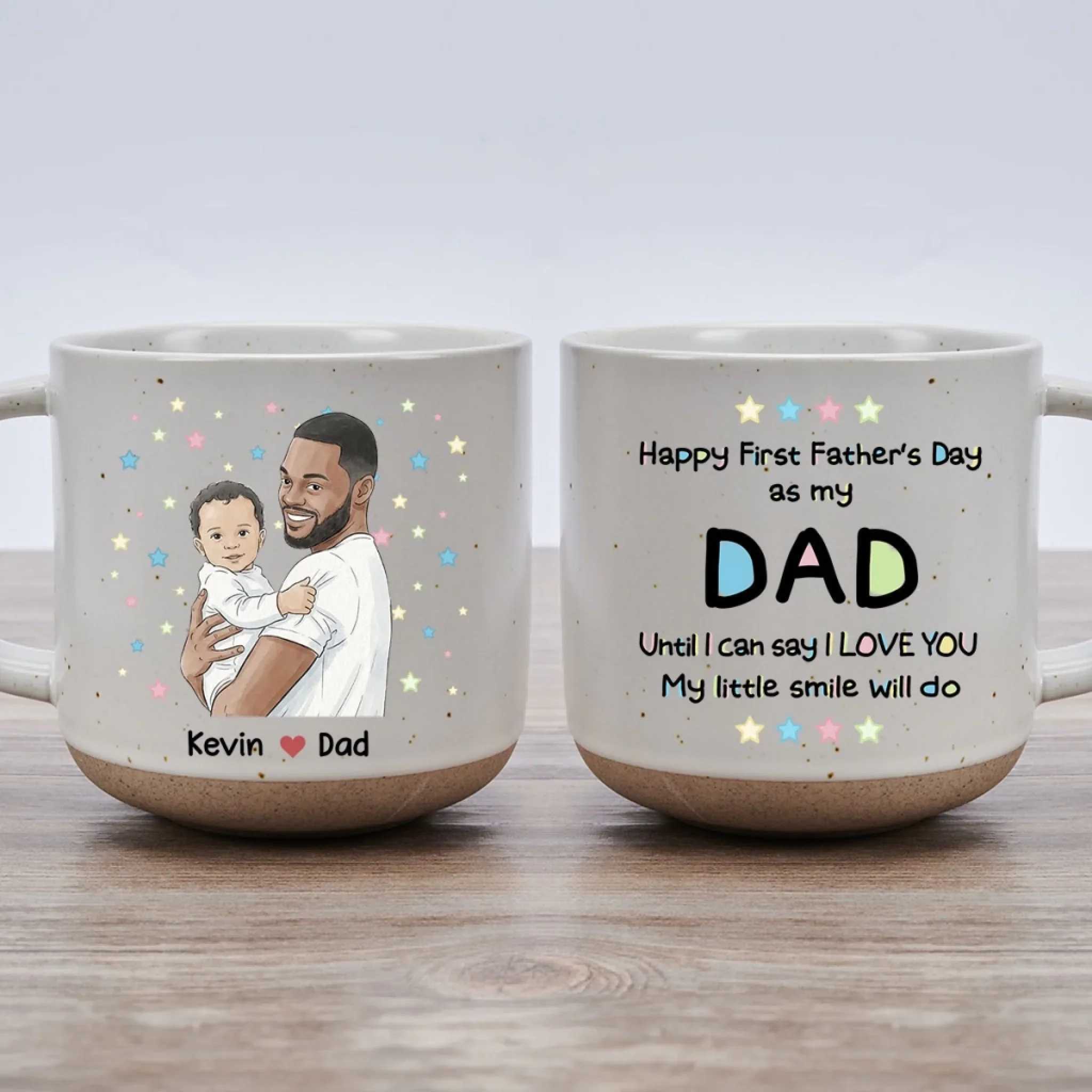 First Father Day - Personalized Custom Pottery Mug - Image 3