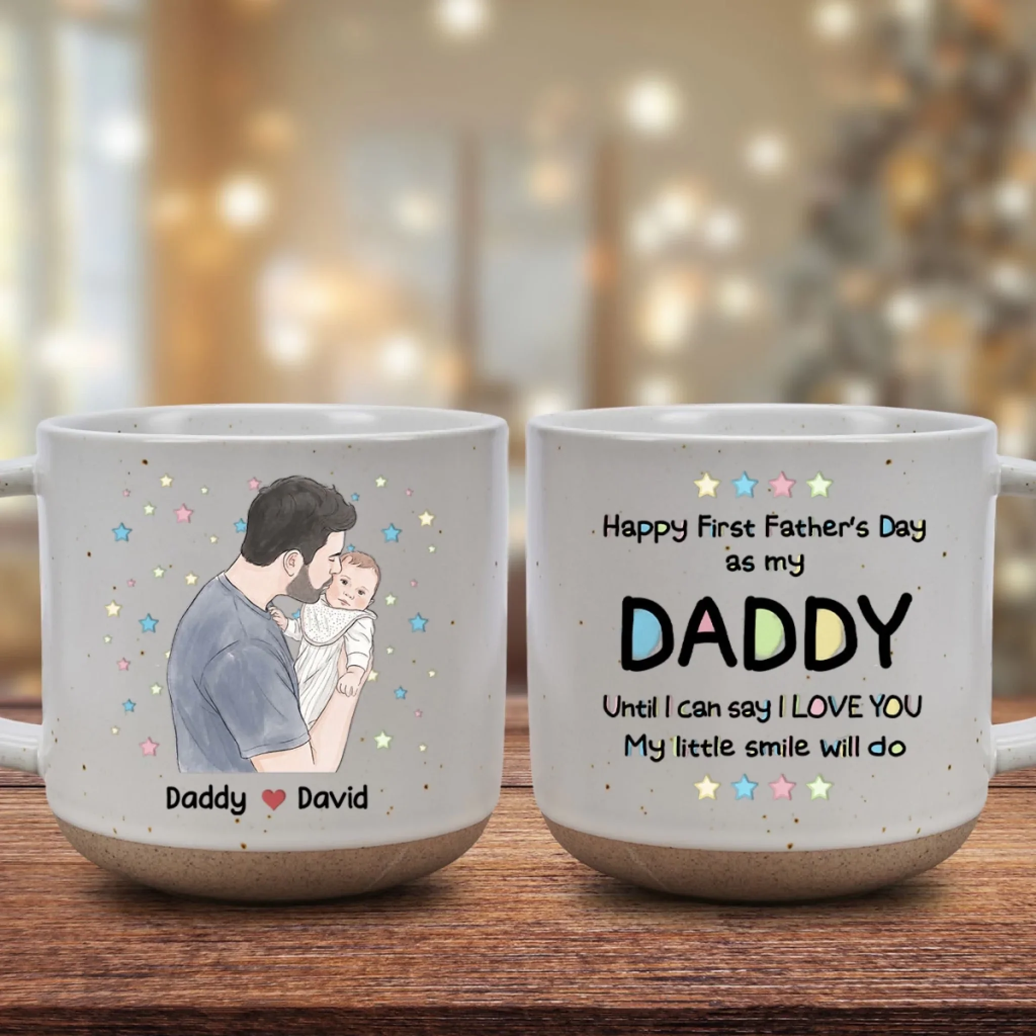 First Father Day - Personalized Custom Pottery Mug - Image 4