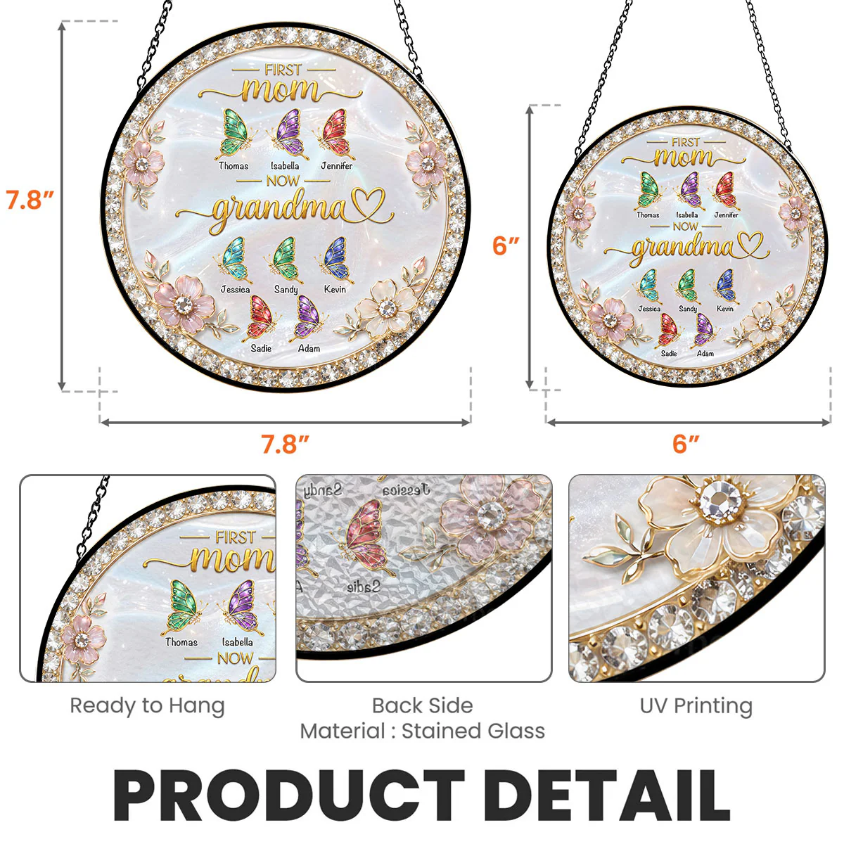 First Mom Now Grandma 2 - Personalized Custom Window Hanging Suncatcher - Image 5