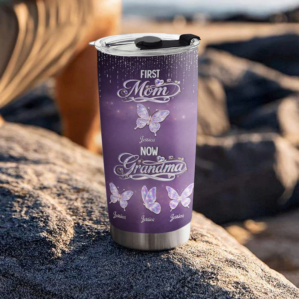 First Mom Now Grandma Crystal - Personalized Custom Tumbler - Image 5