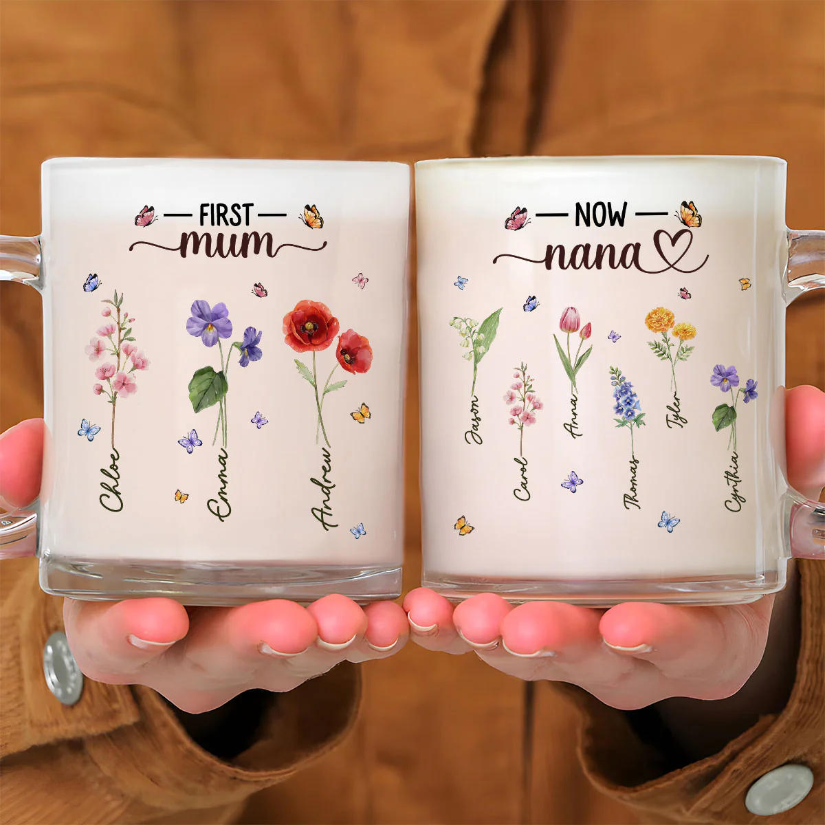 Grandma Birthmonth Flower - Personalized Custom Glass Mug