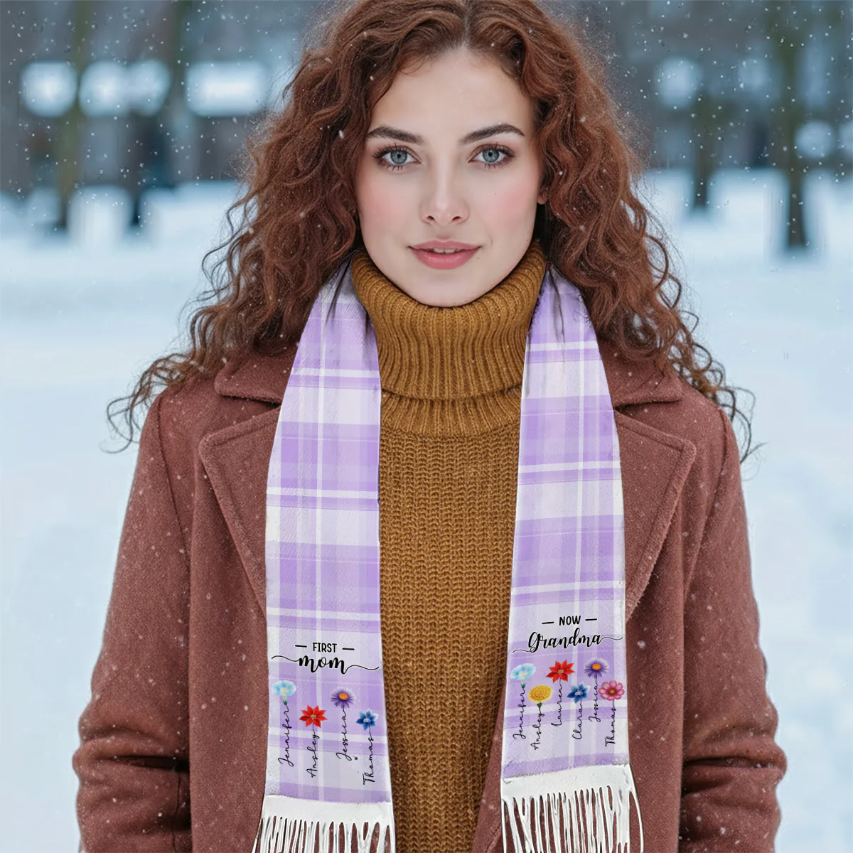 First Mom Now Grandma - Personalized Custom Scarf - Image 2
