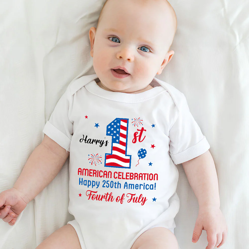 First Red White Boom - Personalized Custom Baby Onesie - Image 5