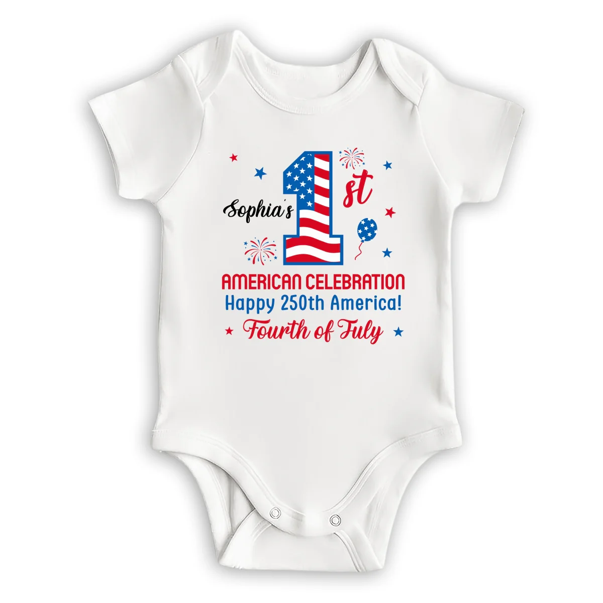 First Red White Boom - Personalized Custom Baby Onesie - Image 7