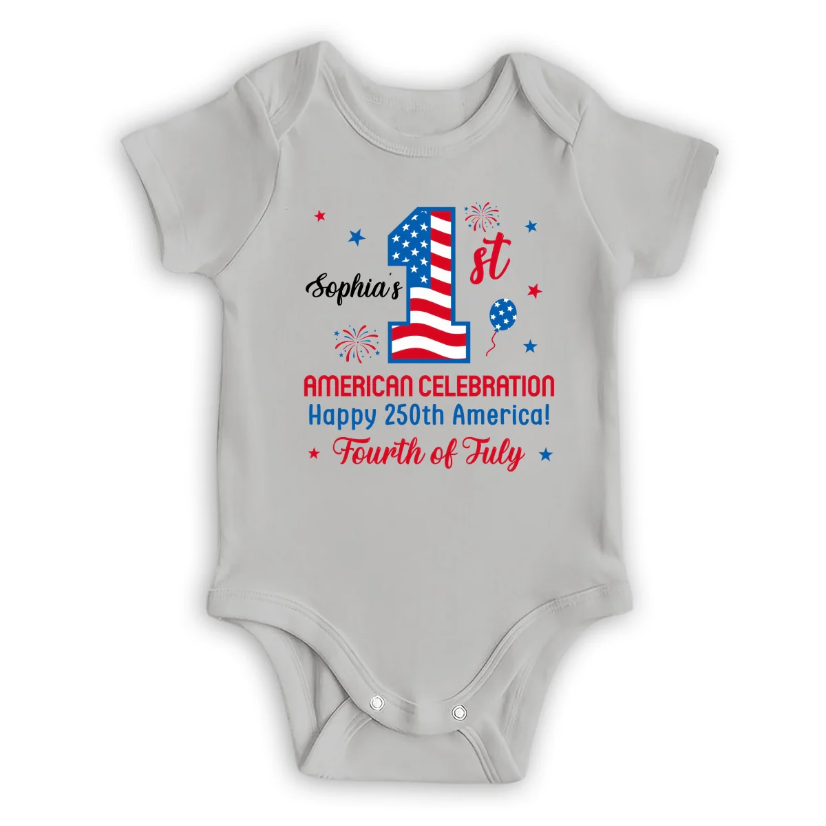 First Red White Boom - Personalized Custom Baby Onesie - Image 8