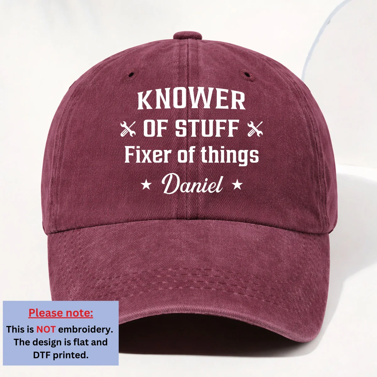 Fixer And Knower - Personalized Custom Vintage Washed Denim Cap - Image 10