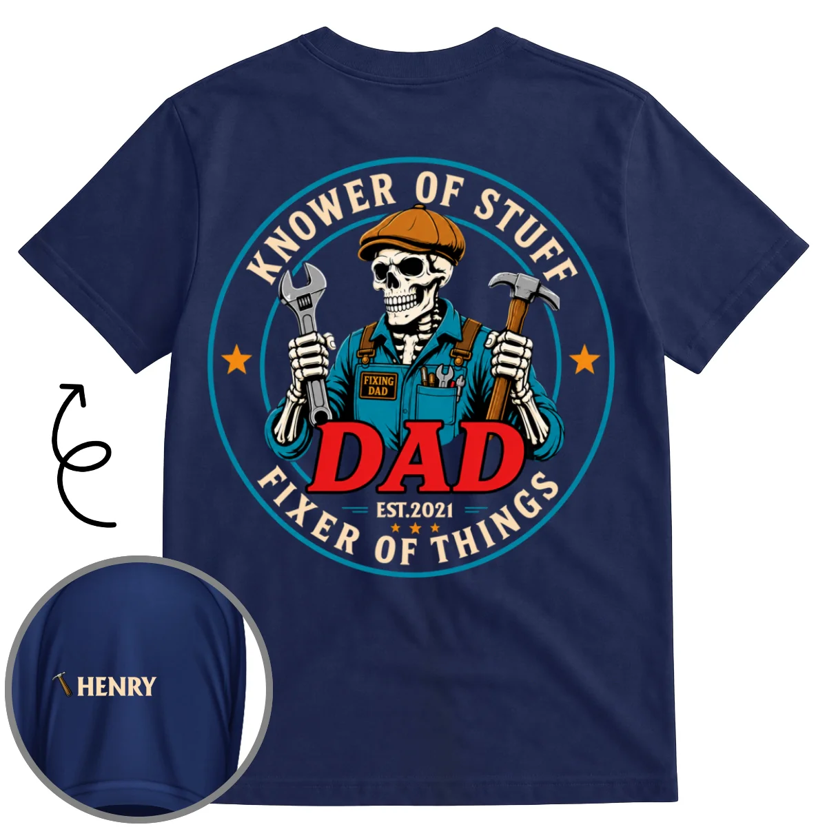 Fixing Dad - Personalized Custom Shirt With Design On Sleeve - Image 10