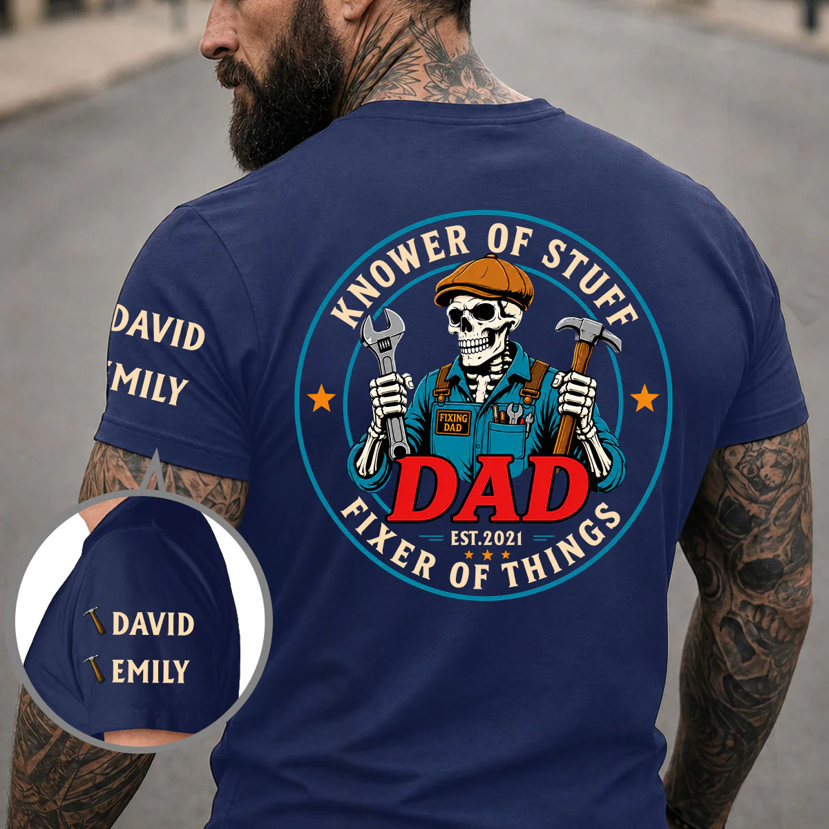 Fixing Dad - Personalized Custom Shirt With Design On Sleeve - Image 5