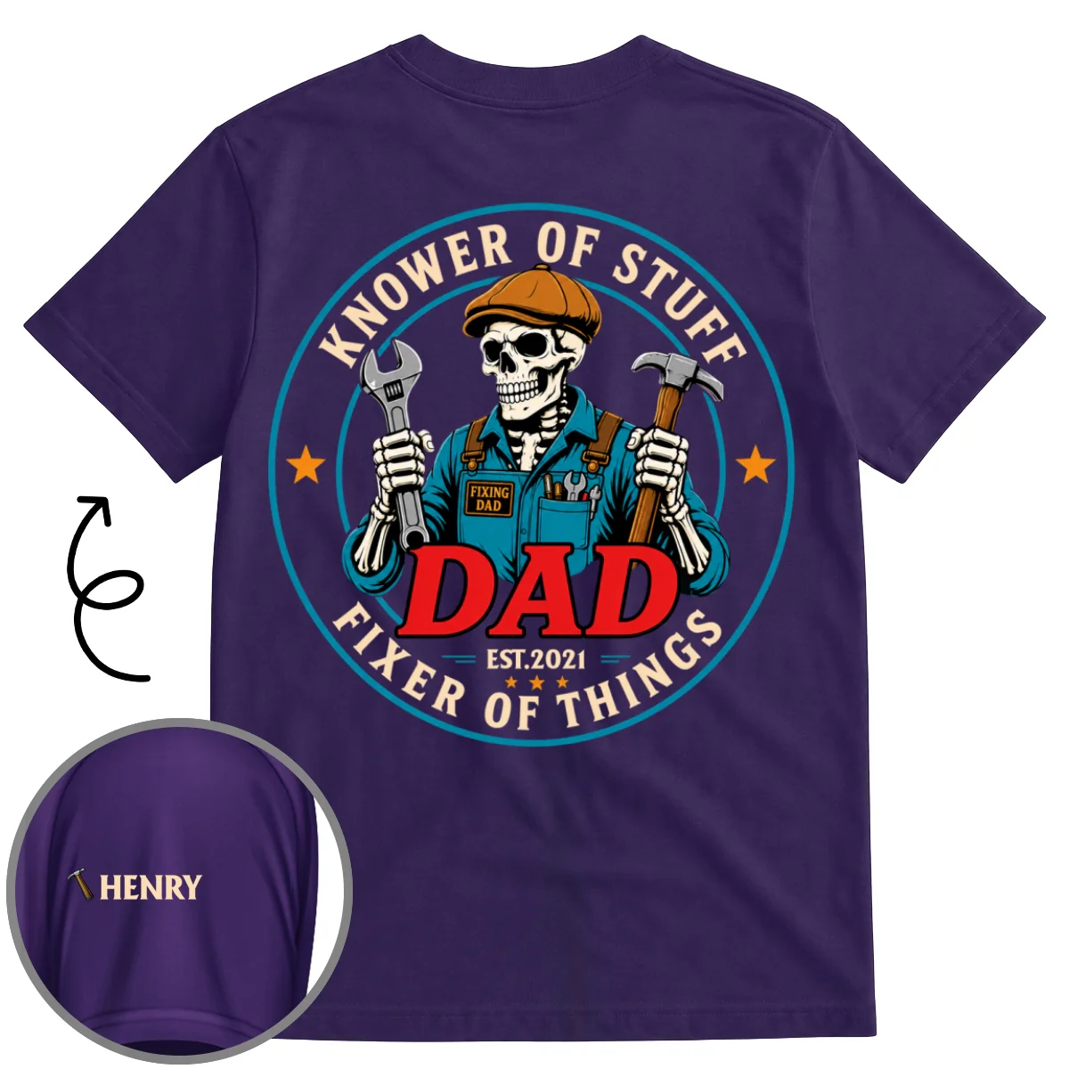 Fixing Dad - Personalized Custom Shirt With Design On Sleeve - Image 8