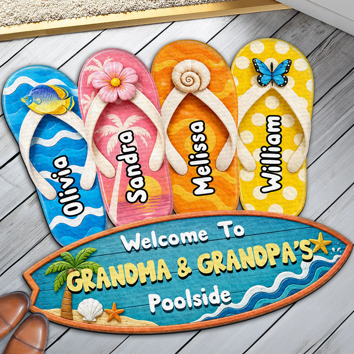 Flip Flop Family - Personalized Custom Doormat