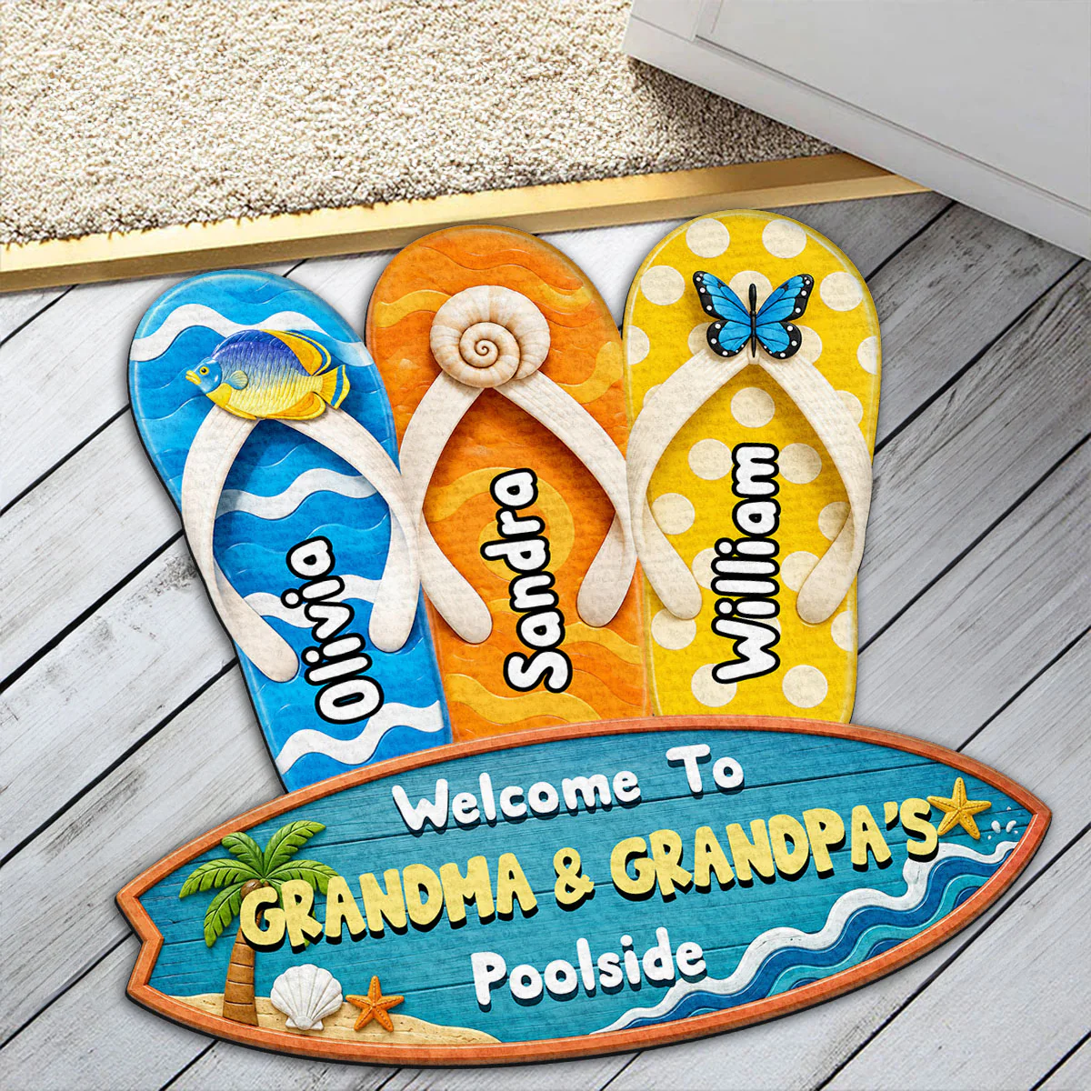 Flip Flop Family - Personalized Custom Doormat - Image 2