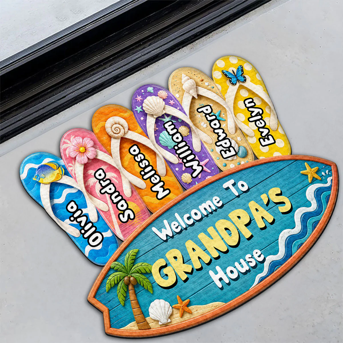 Flip Flop Family - Personalized Custom Doormat - Image 4
