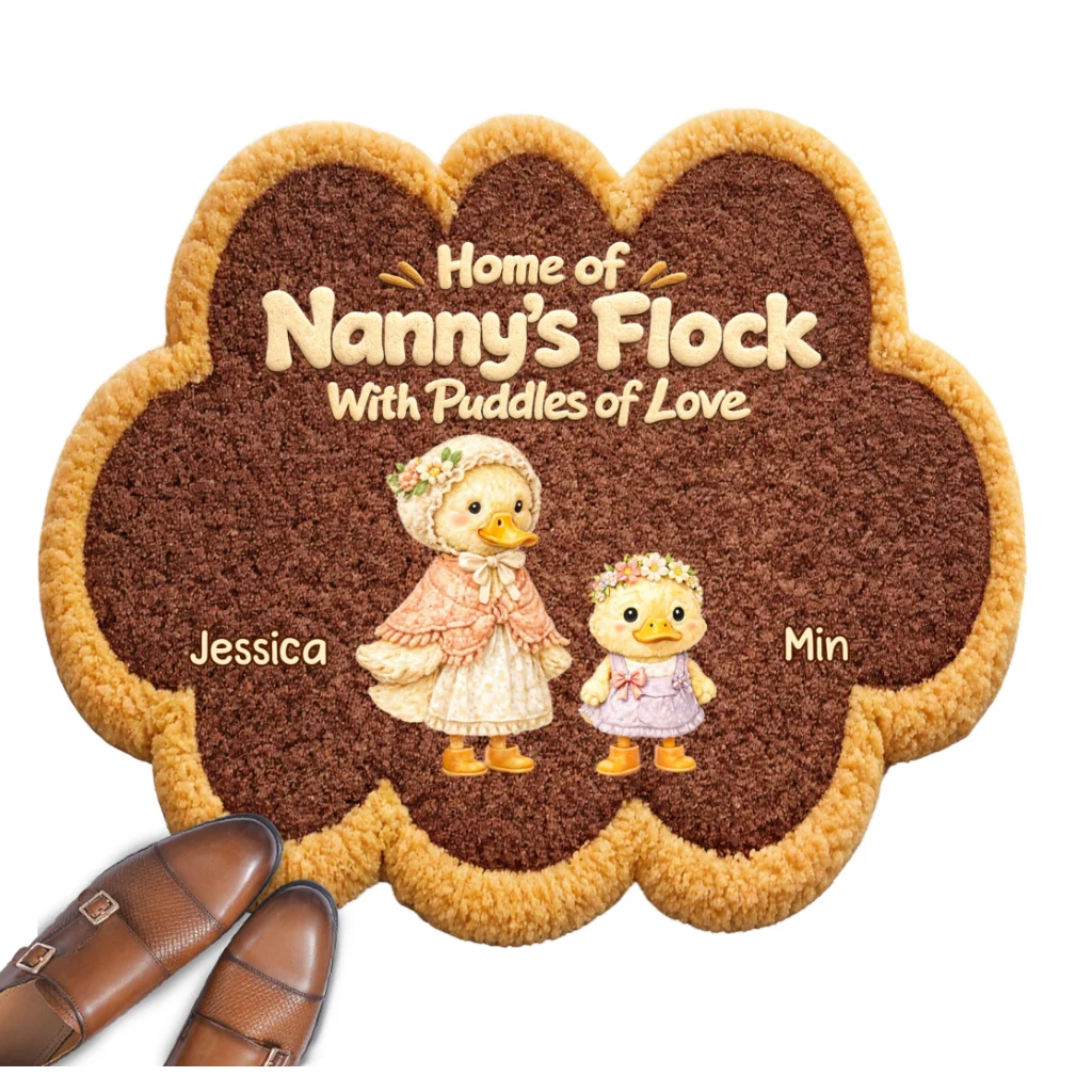Flock Of Grandma - Personalized Custom Doormat - Image 7