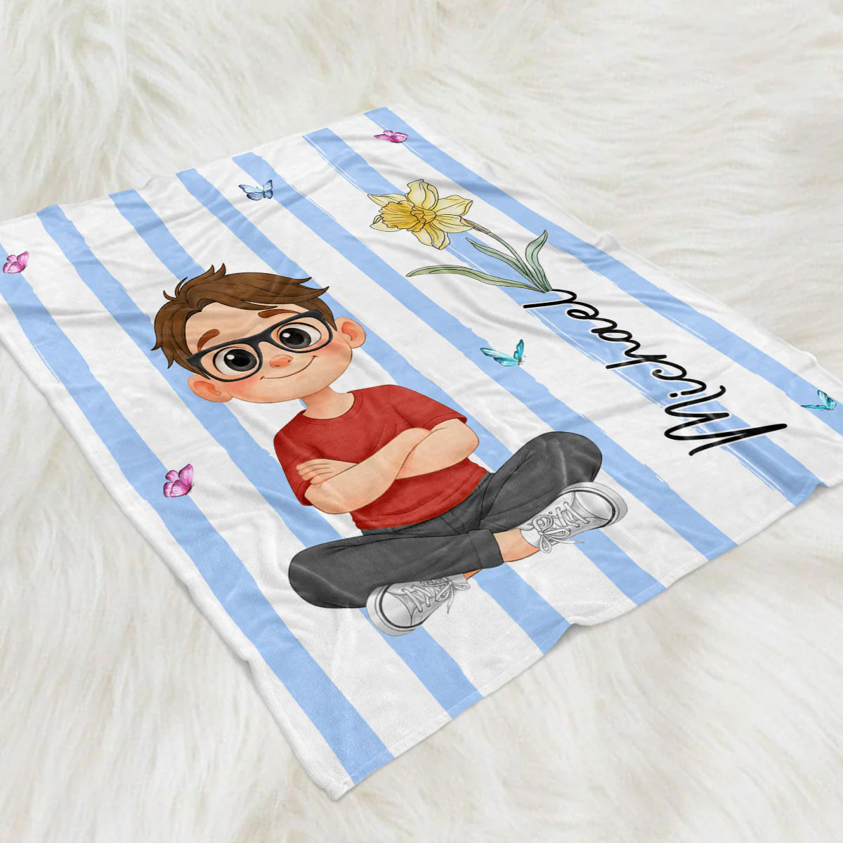 Floral Child - Personalized Custom Fleece Blanket - Image 2